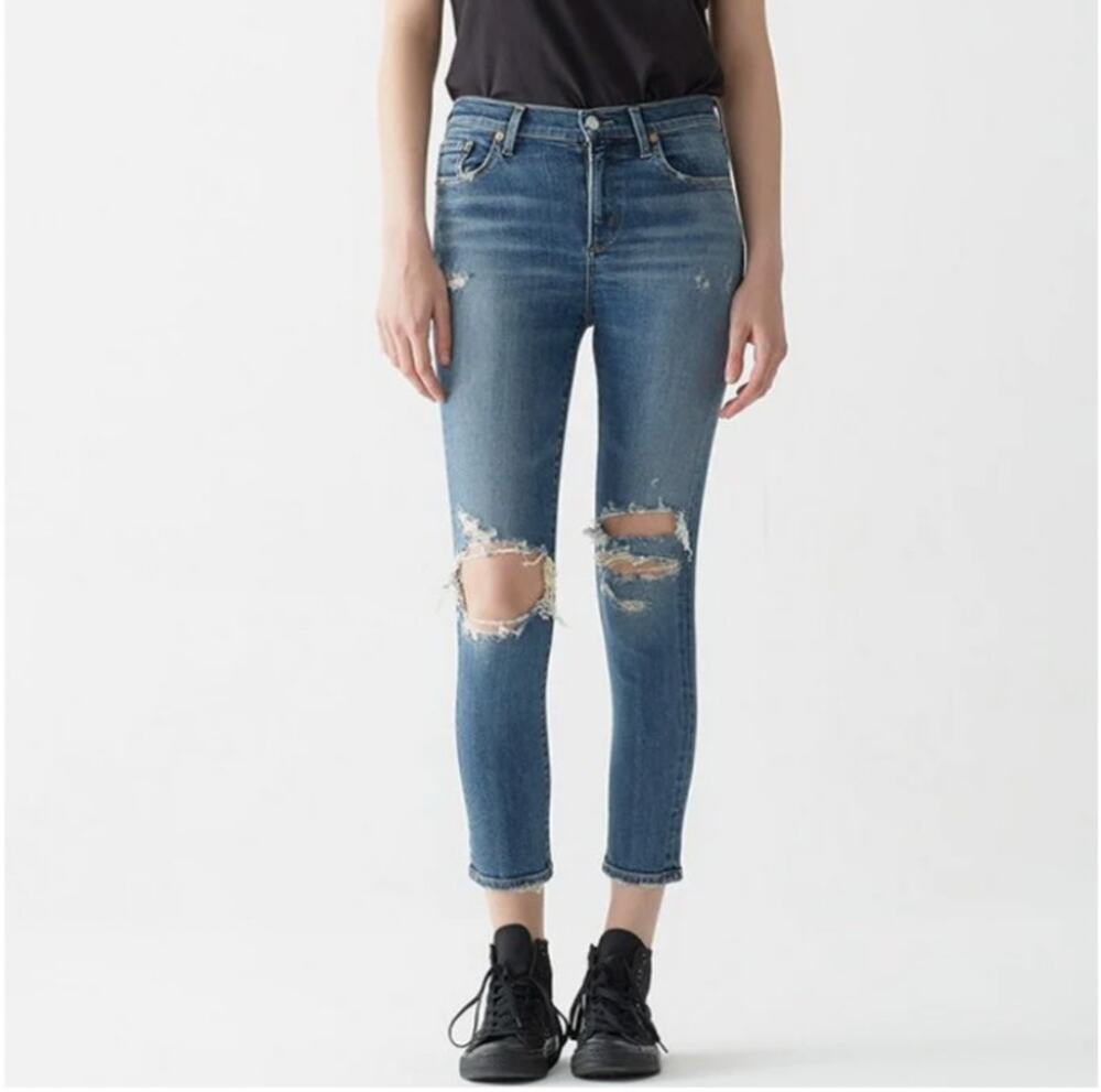 Agolde Sophie High Rise Skinny Crop Distressed Jeans Size 30
